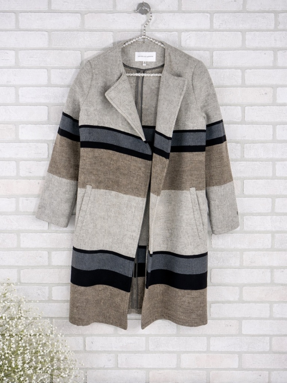 Cupcakes & Cashmere Striped Open Front Cardigan Jacket Size XS